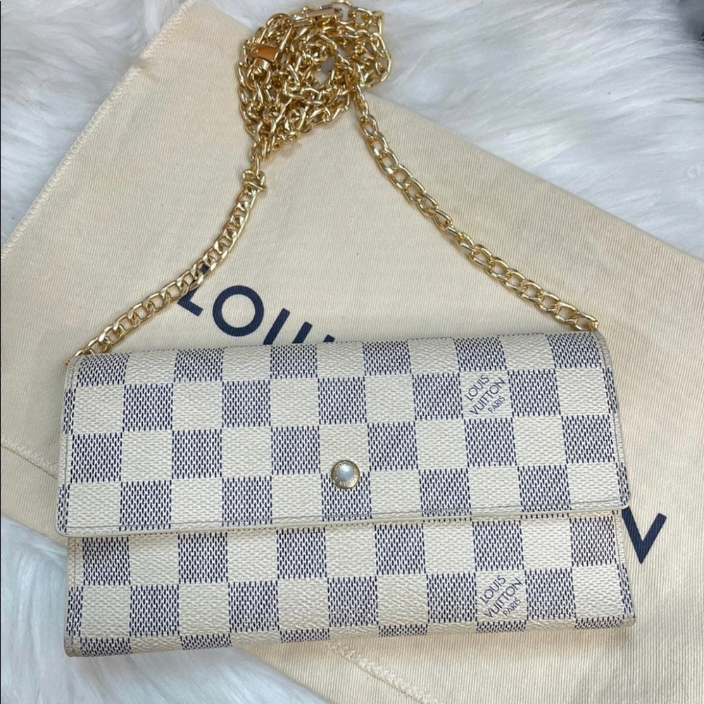 Louis Vuitton Damier Azur Porte Feuille Sarah Long Bifold  Wallet Authentic 💎